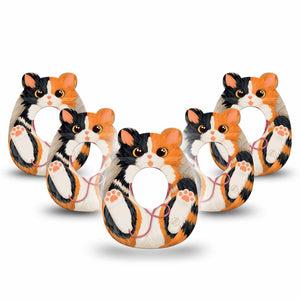 ExpressionMed Playful Kitten Dexcom G7 Gumdrop Shape Tape, Dexcom Stelo Glucose Biosensor System, 5-Pack Tape Squishmallow Calico, Patch CGM Design