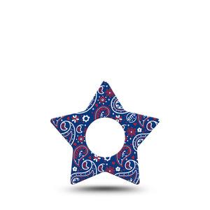 ExpressionMed Independence Paisley Infusion Set Star Shape Tape 5-Pack Tape Fun Summer Paisley, Fixing Ring Patch Continuous Glucose Monitor Design