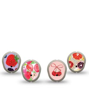 ExpressionMed Berrylicious Variety Pack Dexcom G7 Sticker, Dexcom Stelo Glucose Biosensor System, 4-Pack Sticker Variety Cute Fruit Inspired Prints, Vinyl Decoration Continuous Glucose Monitor Design