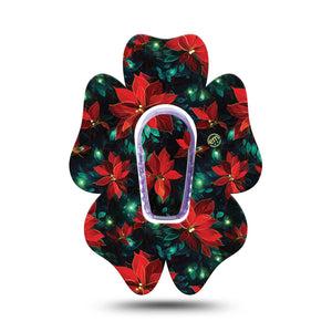 ExpressionMed Christmas Floral Dexcom G6 Flower Shape Tape, Single Tape and Single Sticker Christmas Wreath, Adhesive Patch Continuous Glucose Monitor Design