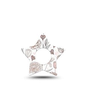 ExpressionMed Minimalist Botanical Infusion Star, 5-Pack Simple botanical pattern Waterproof Adhesive Tape For Insulin Pump