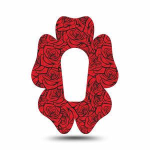 ExpressionMed Roses Dexcom G6 Flower, Single Tape Romantic red roses Overlay Tape for CGM