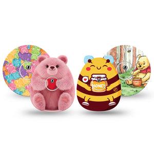 ExpressionMed Bear Necessities Freestyle Libre 3 and Libre 3 Plus, tape and sticker  Honey bear Fixing Ring Tape for Continuous Glucose Monitor