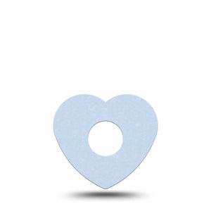 ExpressionMed Light Wash Jeans Freestyle Libre 3 and Libre 3 Plus Heart Shape Tape, Single Tape Solid Light Blue, Patch CGM Design