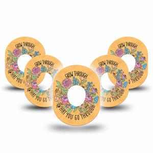 ExpressionMed Strength in Bloom Dexcom G7 and Dexcom Stelo Glucose Biosensor System, 5-Pack Bright bouquet Adhesive Patch for Continuous Glucose Monitor
