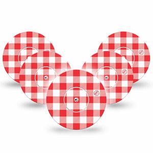 ExpressionMed Red Gingham Freestyle Libre, Libre 2 Plus, and Abbott Lingo, 5-Pack Tape and 5-Pack Sticker Classic red gingham Accessories for Continuous Glucose Monitor