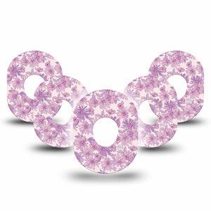 ExpressionMed Purple Daisy Dexcom G7 Tape, Dexcom Stelo Glucose Biosensor System, 5-Pack Tape Lilac Daisy Garden, Overlay Tape CGM Design