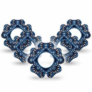 ExpressionMed Indigo Loomwork Freestyle Libre, Libre 2 Plus, and Abbott Lingo Flower, 5-Pack Structured textile pattern Sensor Cover for Continuous Glucose Monitor