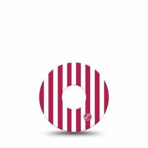ExpressionMed Red Stripes Freestyle Libre 3 and Libre 3 Plus, Single Tape Classic red stripe Overlay Patch for Continuous Glucose Monitor
