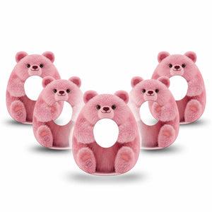 ExpressionMed Bear-y Lovable Dexcom G7 Gumdrop Shape Tape, Dexcom Stelo Glucose Biosensor System, 5-Pack Tape Bear holding heart Patch CGM Design