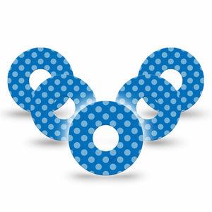 ExpressionMed Blue Polka Dots Freestyle Libre 3 and Libre 3 Plus Tape, 5-Pack Tape Blue Polka Dots, Adhesive Tape Continuous Glucose Monitor Design