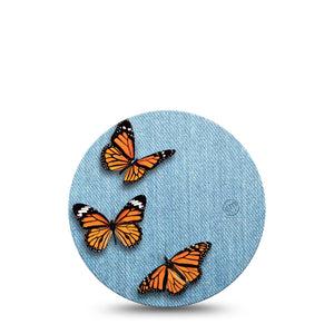 ExpressionMed Denim & Monarchs Dexcom CGM Overpatch butterflies for girls, Dexcom Stelo