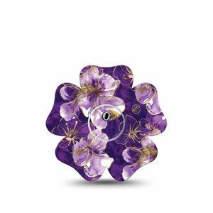 ExpressionMed Plum Gold Freestyle Libre 3 and Libre 3 Plus Flower, Single Tape and Single Sticker Delicate florals Adhesive Tape for CGM