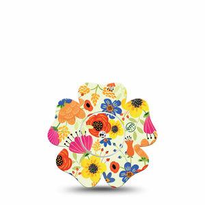 ExpressionMed Botanical Garden Freestyle Libre 2 Flower Shape Tape Single Tape and Single Sticker Honey Bee Flowers Adhesive Tape CGM Design