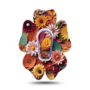 ExpressionMed 3D Floral Dexcom G6 Flower Shape Tape Single Tape and Single Sticker 3D Inspired Flower Art, Adhesive Patch Continuous Glucose Monitor Design