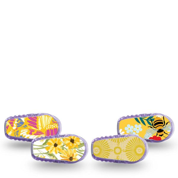 ExpressionMed Daisy Meadow Variety Pack Dexcom G6 Sticker, 4-Pack Sticker Variety Sunflower Bursts Inspired, Vinyl Decoration Continuous Glucose Monitor Design
