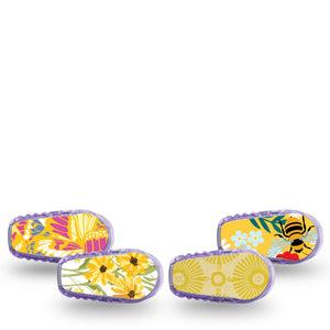 ExpressionMed Daisy Meadow Variety Pack Dexcom G6 Sticker, 4-Pack Sticker Variety Sunflower Bursts Inspired, Vinyl Decoration Continuous Glucose Monitor Design