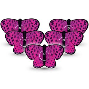 ExpressionMed Spotted Pink Butterfly Freestyle Libre 3 Butterfly Shape Tape 5-Pack Tape and 5-Pack Sticker Hot Pink Butterfly Overlay Patch CGM Design