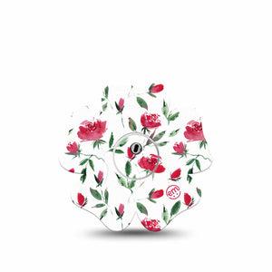 ExpressionMed Rose Garden Freestyle Libre 3 and Libre 3 Plus Flower Shape Tape Single Tape and Single Sticker Pink Roses, Overlay Tape CGM Design