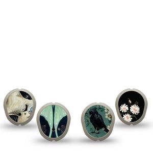ExpressionMed Gothic Wilderness Dexcom G7 and Dexcom Stelo Glucose Biosensor System Sticker, 4-Pack Sticker dark floral wilderness design Sensor Cover for Continuous Glucose Monitor