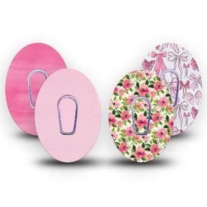 ExpressionMed Soft Pink Dexcom G6, tape and sticker  Spring florals and ribbons Waterproof Plaster for Continuous Glucose Monitor