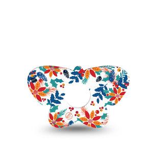 ExpressionMed Joyful Wreath Freestyle Libre 3 Butterfly Shape Tape Single Tape Vivid Colored Flower Wreath, Overlay Patch CGM Design