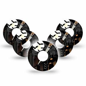 ExpressionMed Bat Man  Freestyle Libre 3 and Libre 3 Plus Tape 5-Pack Tape Gotham City Night Hero, Adhesive Tape Continuous Glucose Monitor Design