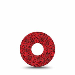 ExpressionMed Roses Freestyle Libre 3 and Libre 3 Plus, Single Tape Romantic red roses Overlay Patch for Continuous Glucose Monitor