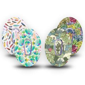 ExpressionMed Desert Succulent Variety Pack  Dexcom G6 Tape 4-Pack Tape and 4-Pack Sticker Variety Prickly Pear Cactus Garden, Plaster Continuous Glucose Monitor Design