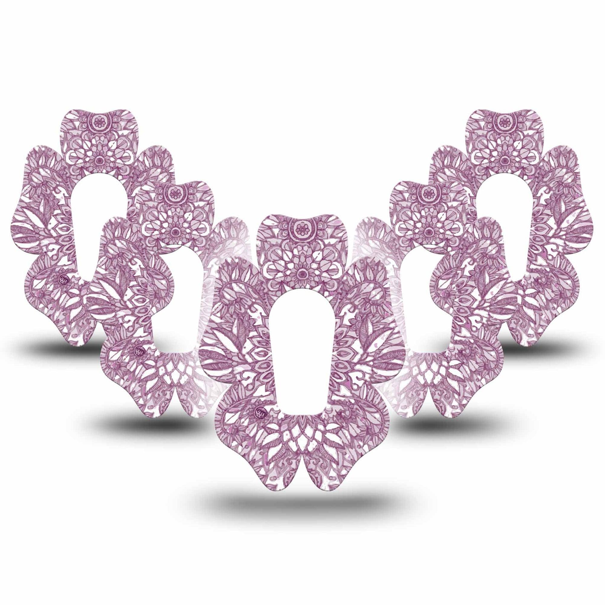 ExpressionMed Burgundy Floral Dexcom G6 Flower Shape Tape 5-Pack Tape Wine Blossoms, Adhesive Patch Continuous Glucose Monitor Design