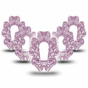 ExpressionMed Burgundy Floral Dexcom G6 Flower Shape Tape 5-Pack Tape Wine Blossoms, Adhesive Patch Continuous Glucose Monitor Design