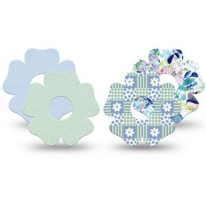 ExpressionMed Soft Balance Freestyle Libre 3 and Libre 3 Plus Flower, 4-Pack Tape Pastel blues and greens Adhesive Tape for Continuous Glucose Monitor