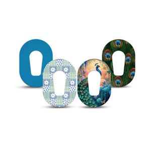 ExpressionMed Ornate Peacock Dexcom G6 Mini, 4-Pack Tape elegant bird artwork Waterproof Sensor Cover for Continuous Glucose Monitor