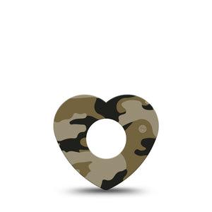 ExpressionMed Camo Infusion Set Heart Shape Tape 5-Pack Tape Tactical Gray Plaster Continuous Glucose Monitor Design