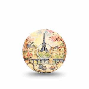 ExpressionMed Café Terrace Freestyle Libre 3 and Libre 3 Plus, Single Tape and Single Sticker Eiffel tower painting Accessories for Continuous Glucose Monitor