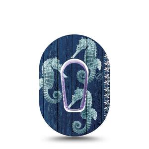 ExpressionMed Seahorse Dexcom G6 Mini, Single Tape and Single Sticker ocean creature design Waterproof Adhesive Tape for CGM