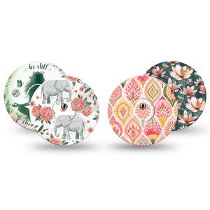 ExpressionMed Balance Bloom Freestyle Libre 3 and Libre 3 Plus, tape and sticker  minimal floral botanical pattern Fixing Ring Tape for Continuous Glucose Monitor