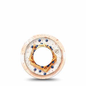 ExpressionMed Breakfast Freestyle Libre, Libre 2 Plus, and Abbott Lingo, Single Tape Waffle stack with fruit Fixing Ring Patch for CGM