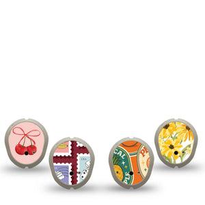ExpressionMed Sweet Stickers Dexcom G7 and Dexcom Stelo Glucose Biosensor System Sticker, 4-Pack Sticker Fruits florals animals mix Sensor Cover for Continuous Glucose Monitor