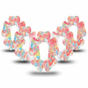 ExpressionMed Faded Summer Dexcom G6 Flower Shape Tape 5-Pack Tape Fun Worn-Out Inspired, Adhesive Patch Continuous Glucose Monitor Design