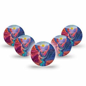 ExpressionMed Grand Canyon Freestyle Libre 3 and Libre 3 Plus, 5-Pack Tape and 5-Pack Sticker canyon inspired print Sensor Cover for CGM
