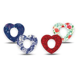 ExpressionMed Heritage Floral Dexcom G7 and Dexcom Stelo Glucose Biosensor System Heart, 4-Pack Tape traditional floral design Fixing Ring Tape for Continuous Glucose Monitor
