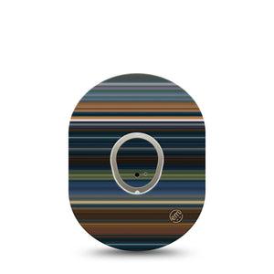 ExpressionMed Dark Stripes Dexcom G7 Tape, Dexcom Stelo Glucose Biosensor System, Single Tape and Single Sticker Dark Toned Stripes Overlay Tape Continuous Glucose Monitor Design