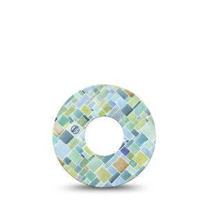 ExpressionMed Watercolor Geometrics Infusion Set Tape 5-Pack Teal Tile Art Theme Overlay Patch CGM Design