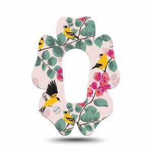 ExpressionMed Yellow Finch Dexcom G6 Flower Shape Tape Single Tape Bright Bird, Adhesive Patch Continuous Glucose Monitor Design