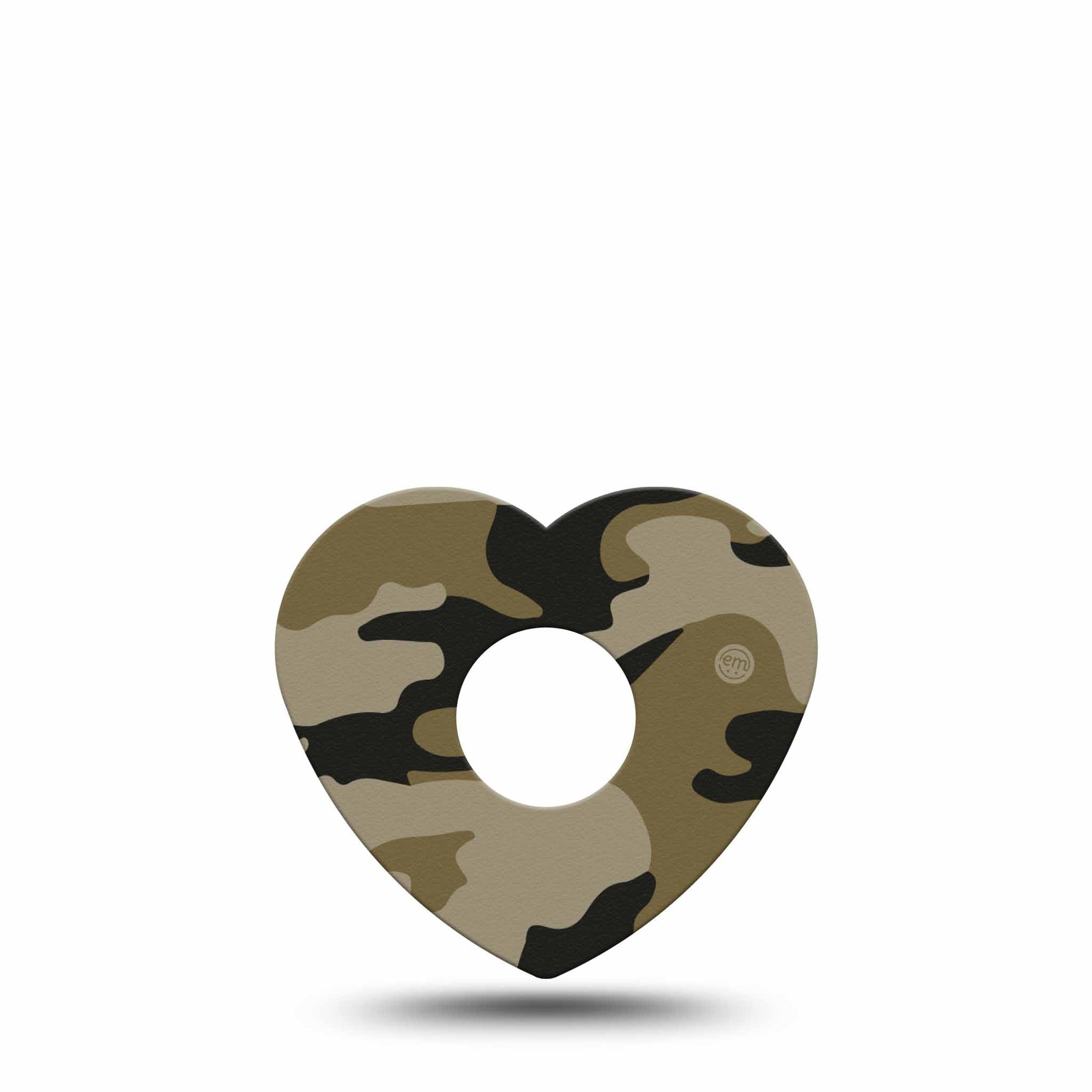 ExpressionMed Camo Freestyle Libre 3 and Libre 3 Plus Heart Shape Tape Single Tape Combat Gray Overlay Tape CGM Design