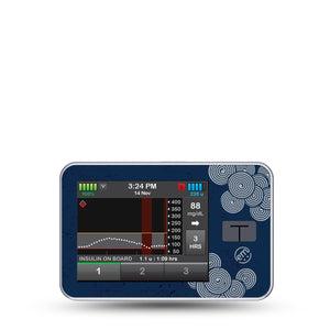 ExpressionMed Blue Swirls Tandem T-Slim Sticker, Single Sticker Only Winding Spirals, Vinyl Decoration Pump Design