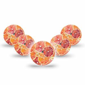 ExpressionMed Oranges Freestyle Libre 3 and Libre 3 Plus, 5-Pack Tape and 5-Pack Sticker Watercolor blood oranges Sensor Cover for CGM