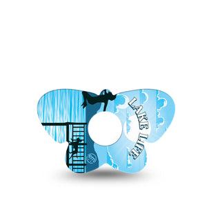 ExpressionMed Lake Life Freestyle Libre 3 Butterfly Shape Tape Single Tape Summer Lake Overlay Patch CGM Design