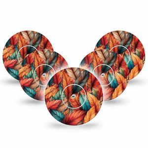 ExpressionMed Fall Leaf Feathers Freestyle Libre Tape, Abbott Lingo,  5-Pack Tape and 5-Pack Sticker  Decorative Fall Inspired Feather Fixing Ring Tape Continuous Glucose Monitor Design